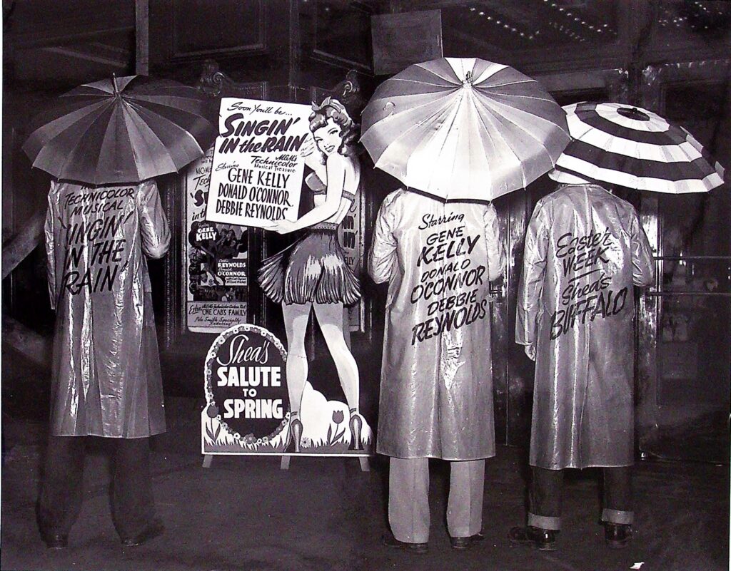 During the 1950's, Ed Meade embraced Hollywood promotional stunts tailored to the movie’s setting, including themed giveaways, models, and elaborate lobby displays.