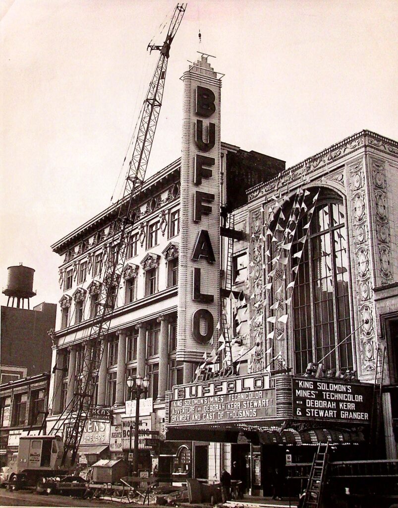 This photo shows the new blade sign being installed in 1951.