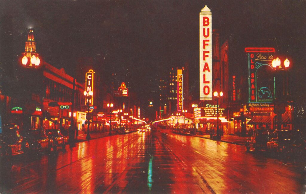 Main Street at night, 1950's