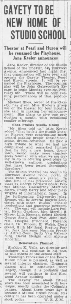 Shea's and the Studio Arena have a history dating back longer than 2012 - in fact, our history together began in 1932! Jane Keeler and the newly-formed Studio Arena were given residence at the Gayety Burlesque Theater, rent-free - by the owner, Michael Shea himself!