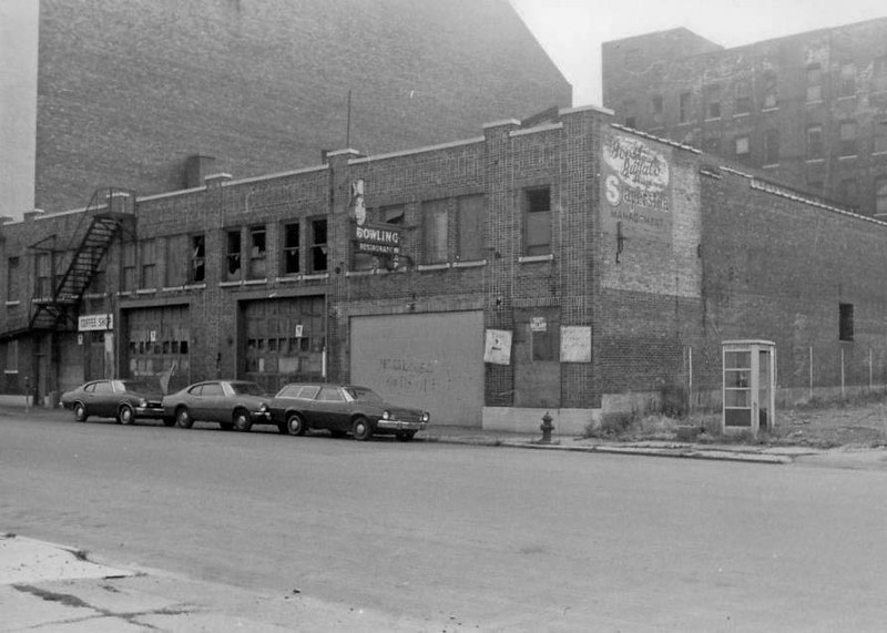 439 Pearl Street circa 1970's: the back of Shea's Buffalo Theatre once had a bowling alley for a neighbor.