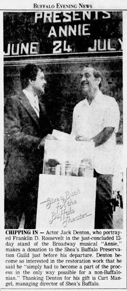 "A New Deal for Christmas" - thanks Jack! It is thanks to many donations like this that Shea's Buffalo Theatre was able to be restored.