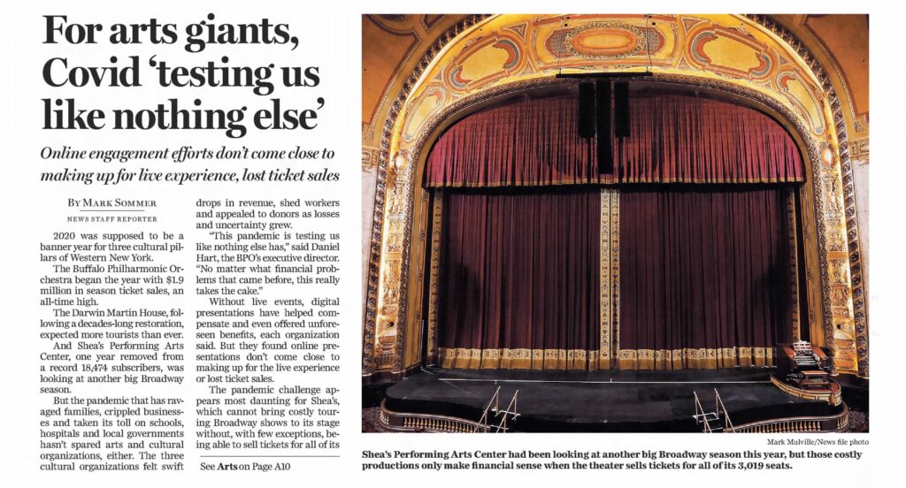 Without live theatre, Shea's offered a virtual concert series, zoom town halls, created coloring book pages, and worked on a few smaller restoration projects that could be done in isolation. 