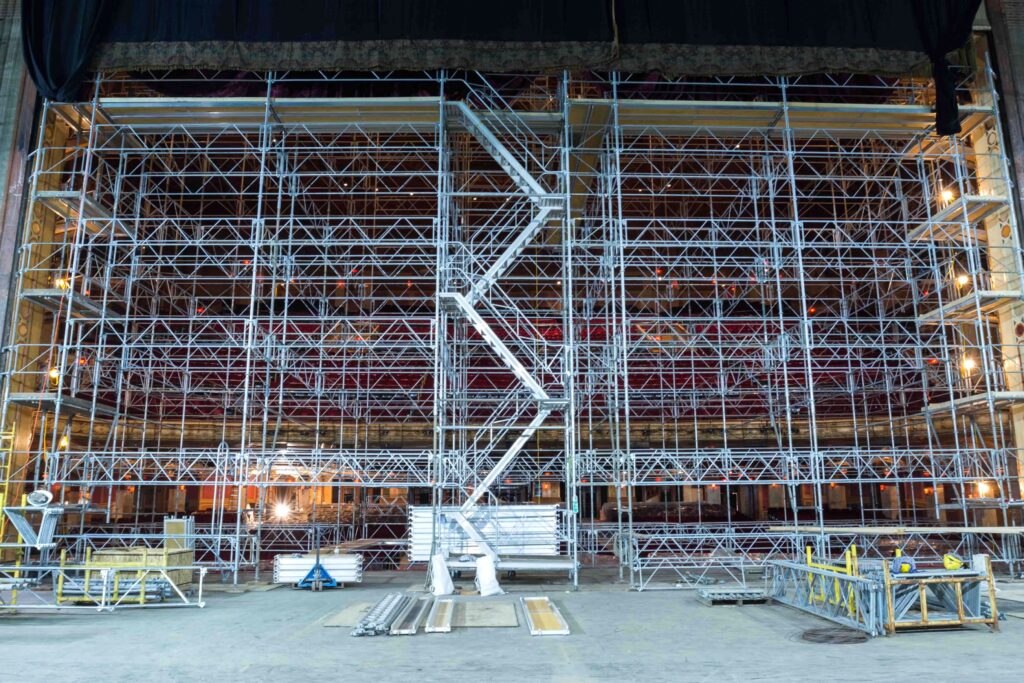 From top to bottom, there's no part of Shea's Buffalo Theatre that hasn't been restored. But to reach the top, we had to have scaffolding installed to help our volunteers get 110 feet off the ground!