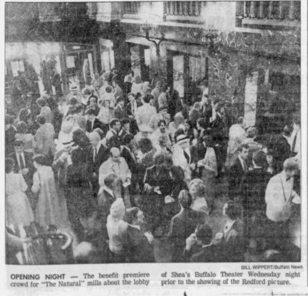 <i>The Natural</i> starring Robert Redford makes its world premiere at Shea's Buffalo Theatre on May 9, 1984. 